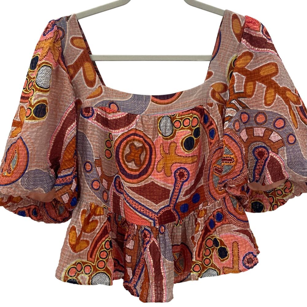Marie Oliver Kaylee Top Coral Stipple Geometric M